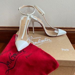 Christian Louboutin Nosy 100 Latte White PVC *NEW